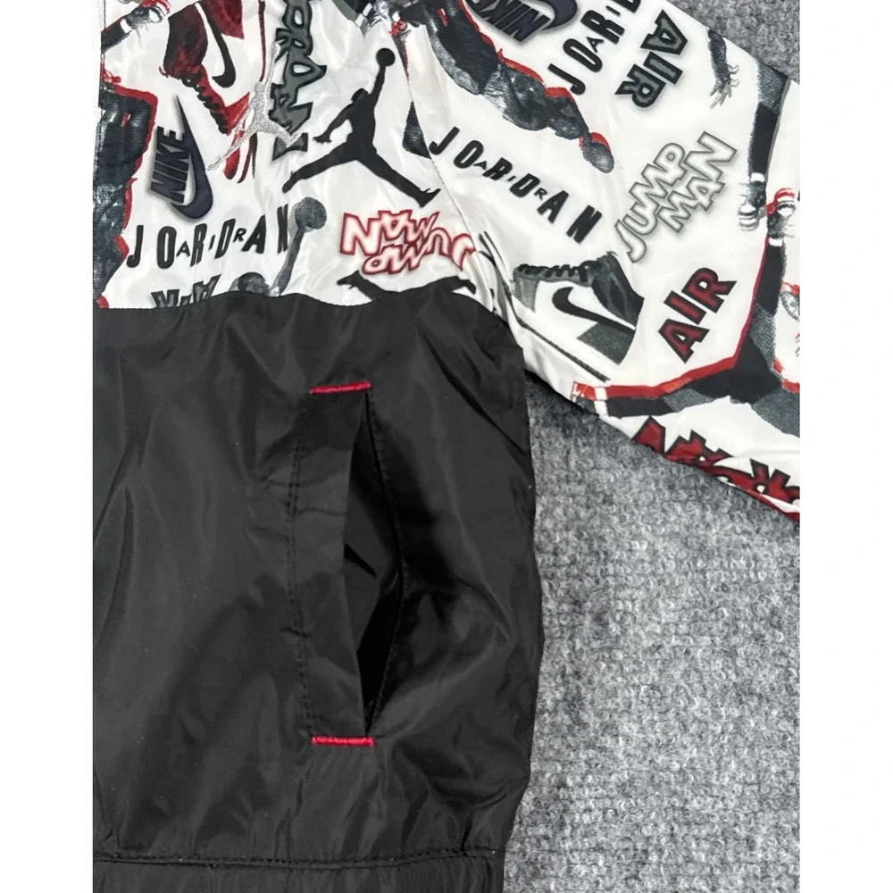 Jordan Jumpman 12 Month Windbreaker Jacket Black White Red Graphic NWT